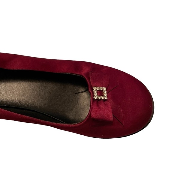 Gymboree Burgundy Satin Like Fabric - Girls Dress Shoes Size 2 - Rhinestones - Picture 12 of 13